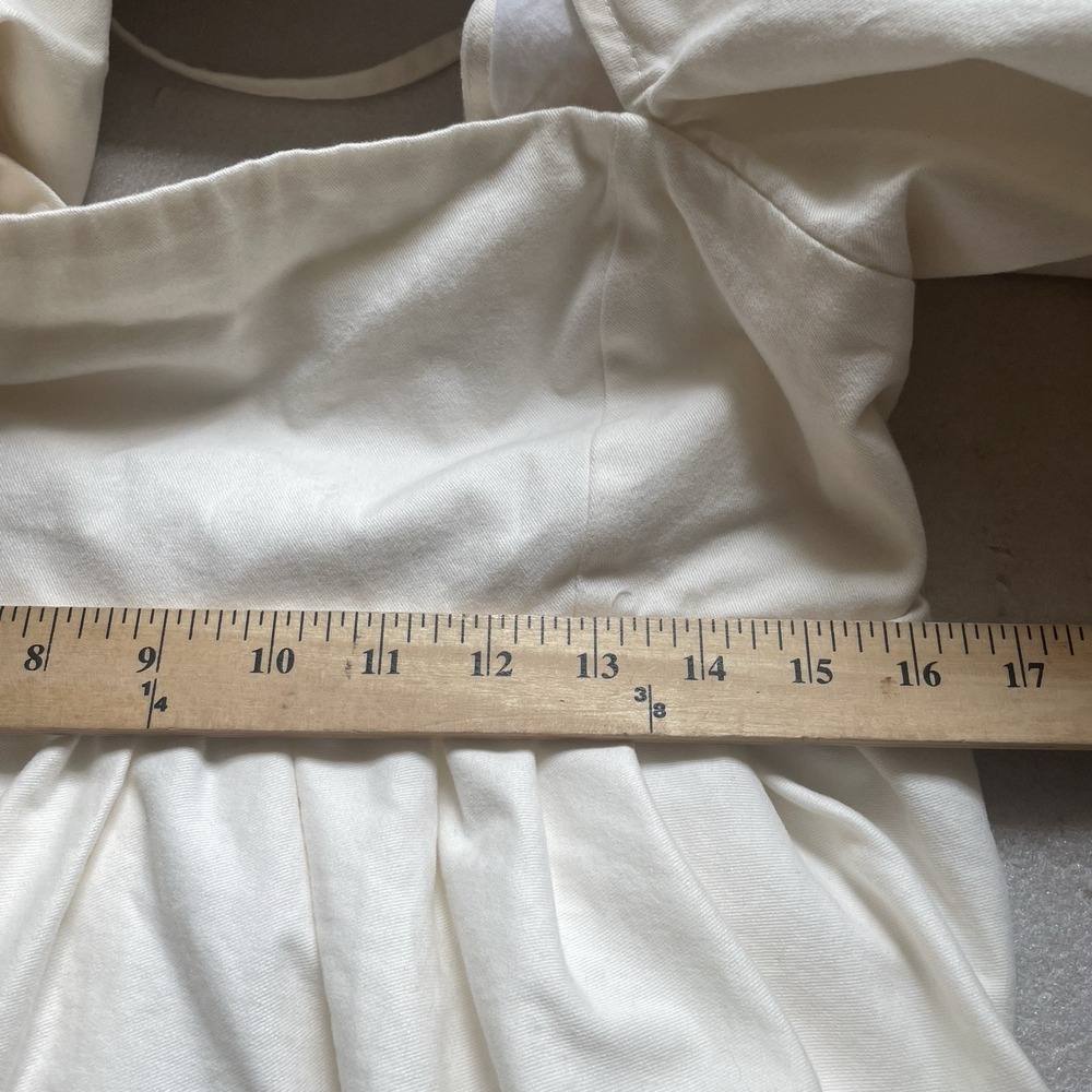 ASOS‎ Edition Square Neck Empire Mini Dress Women US 10 Beige Cotton Twill Bow - Picture 6 of 10